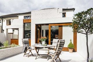 alfresco dining area outside the architectural kitchen extension