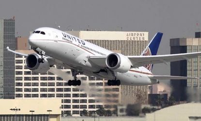 A Boeing 787 Dreamliner takes off in Los Angeles.