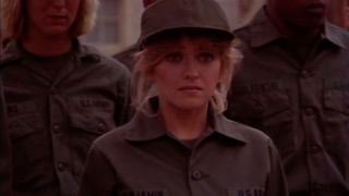 Lorna Patterson in military fatigues on the Private Benjamin TV show.