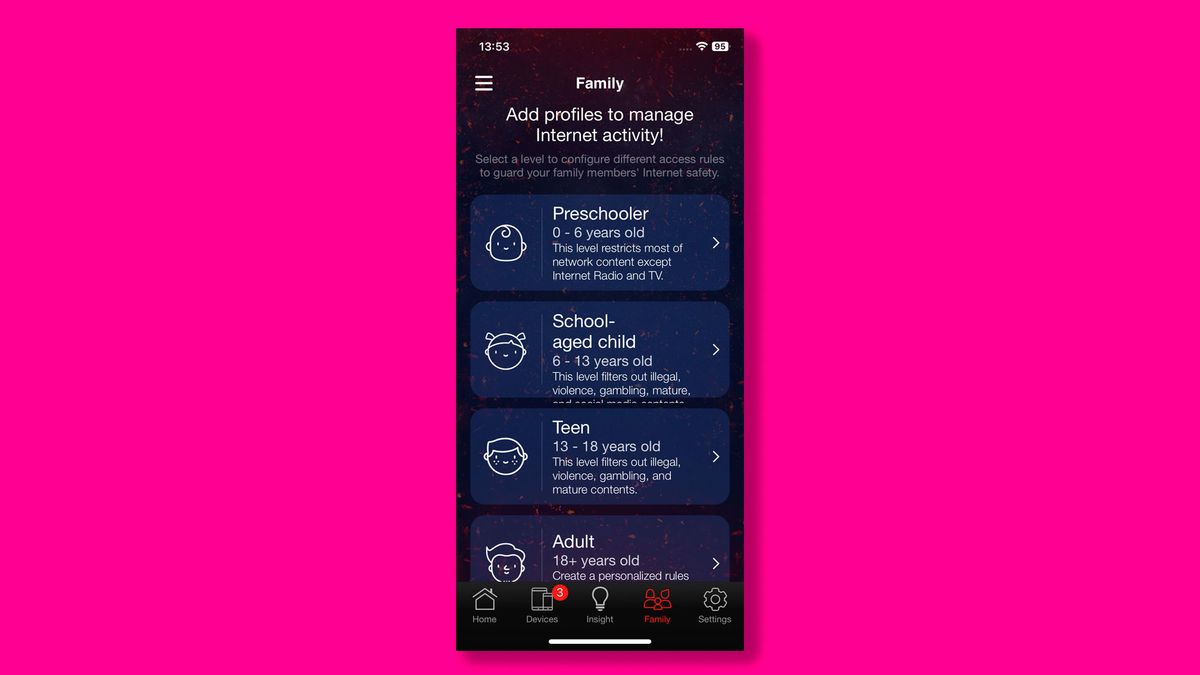 A screenshot of the Asus ROG Rapture GT-BE98's mobile app interface