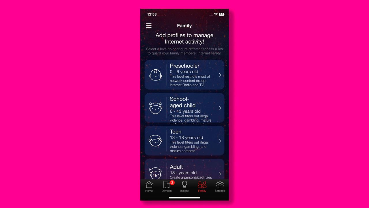 A screenshot of the Asus ROG Rapture GT-BE98's mobile app interface
