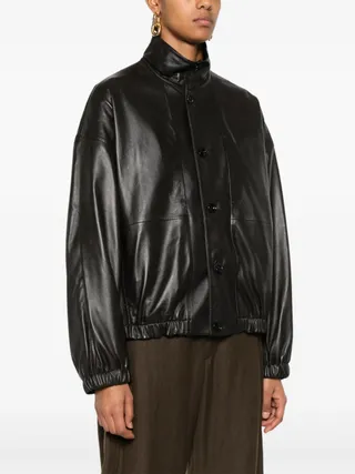 Stand-Up Collar Leather Jacket