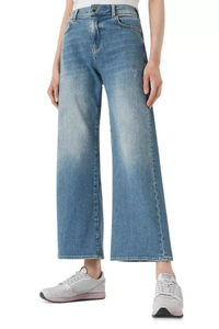 Emporio Armani Cropped Wide Leg Jeans in Solid Dark $325 $195 | Bloomingdale's