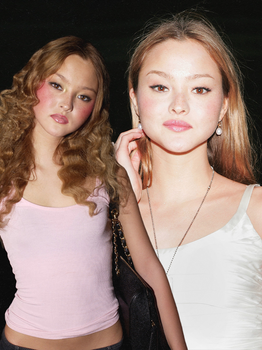 Devon Aoki wearing bright pink blush on the apples of her cheeks