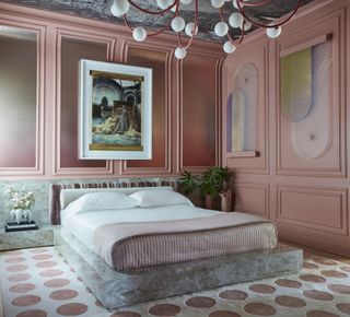 An all-pink bedroom designed by Nina Magon