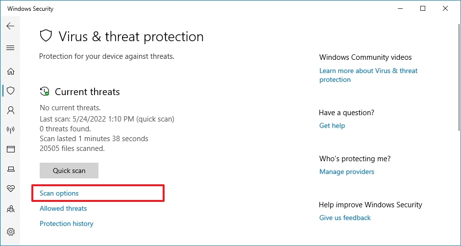 Microsoft Defender Scan Options