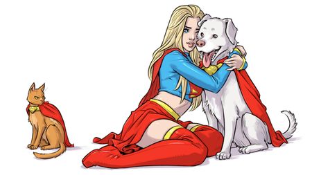 Supergirl with Krypto and Streaky.