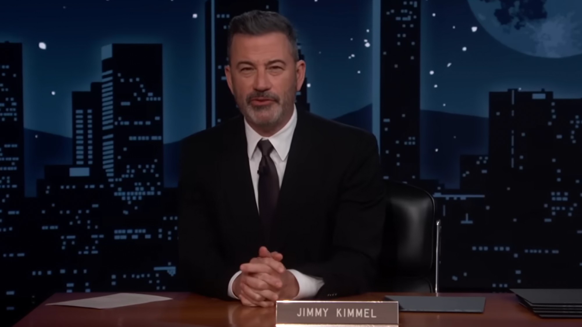 Jimmy Kimmel at the desk