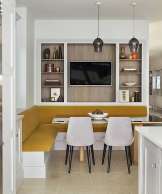 yellow kitchen banquette seating