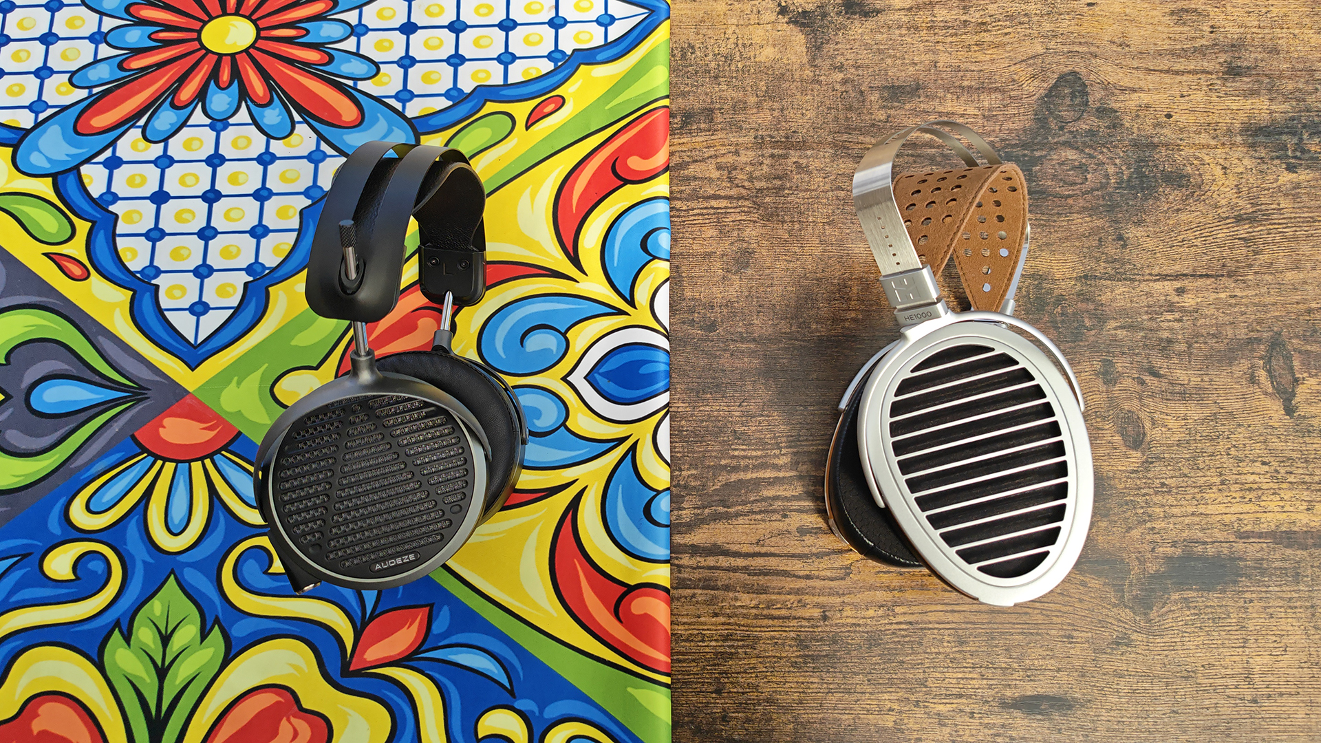 The Audeze MM-500 headphone on desktops around the house.