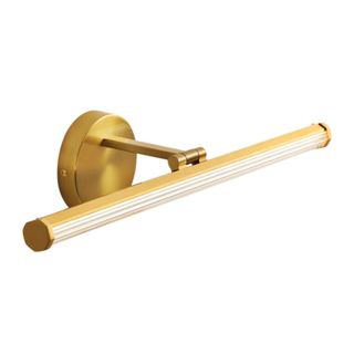 A gold metal light bar