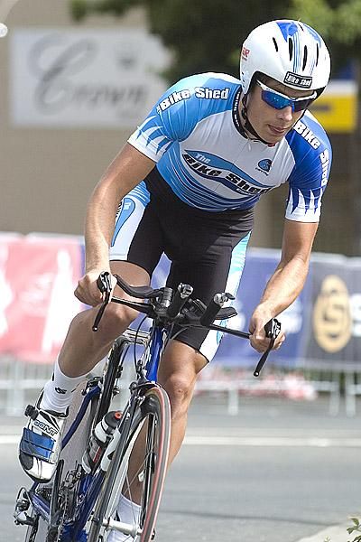Alistair Loutit from the Australian Capital Territory leaves the main street of Buninyong in his ride against the clock.