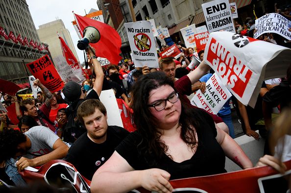 Protestors with the #NeverTrump movement are upset with the RNC.