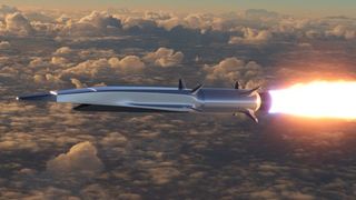 Hypersonic rocket flies above the clouds