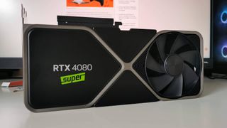 RTX 4080 graphics card with Nvidia 'Super' logo pasted onto front