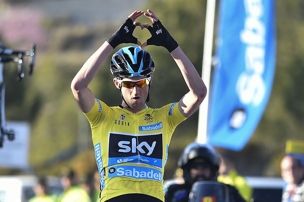 Woet Poels celebrates his victory on stage 4 of the Volta a la Comunitat Valenciana
