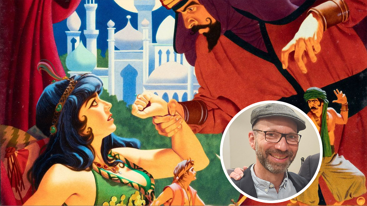 Prince of Persia cover art with an inset photo of creator Jordan Mechner