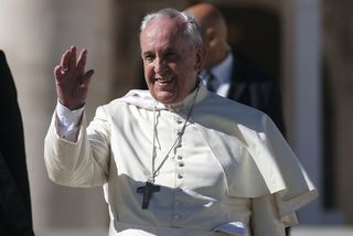 pope francis waves at people