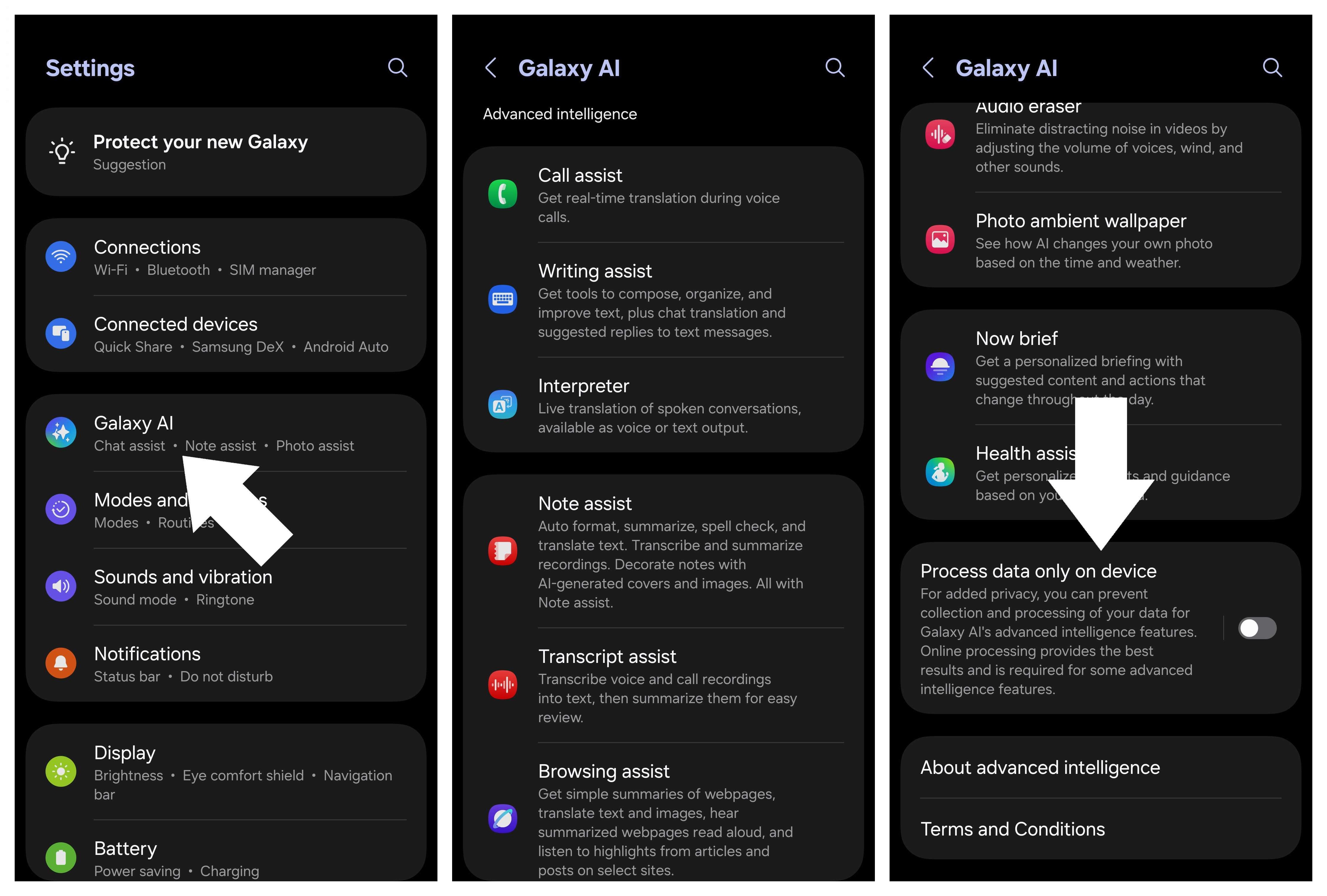 Galaxy AI options on a Samsung phone