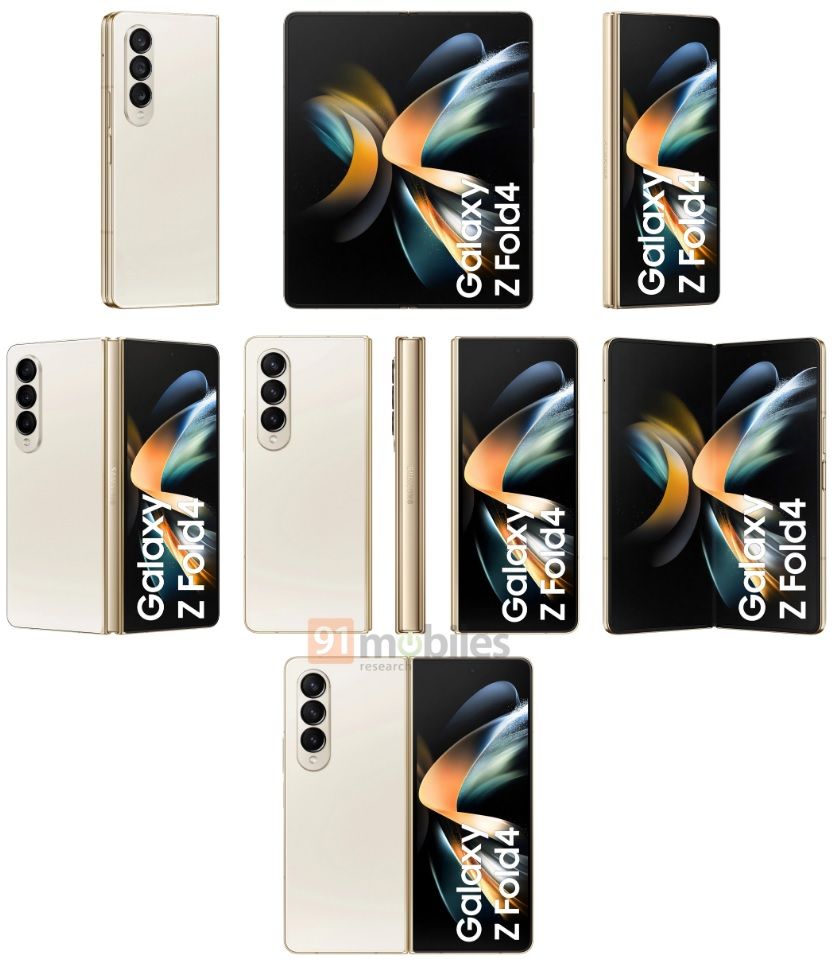 A leaked look at the possible gold color for the Galaxy Z Fold 4.