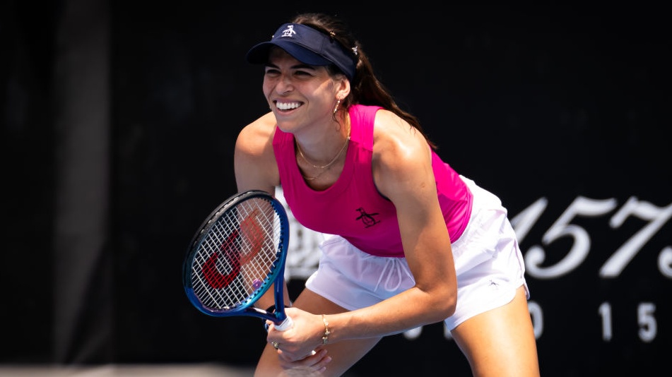 Ajla Tomljanovic of Australia in action during practice ahead of the 2025 Australian Open at Melbourne Park on January 11, 2025 in Melbourne, Australia