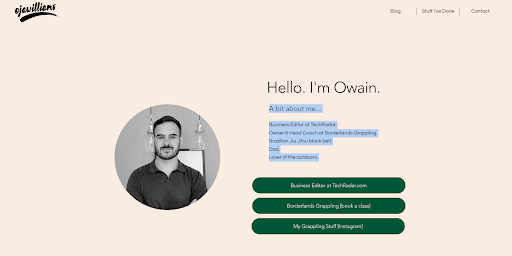 screenshot of Hostinger website builder being used to create a personal website