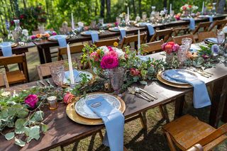 Christie Brinkley inspired floral arrangements on table