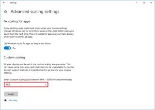 Windows 10 custom scaling settings