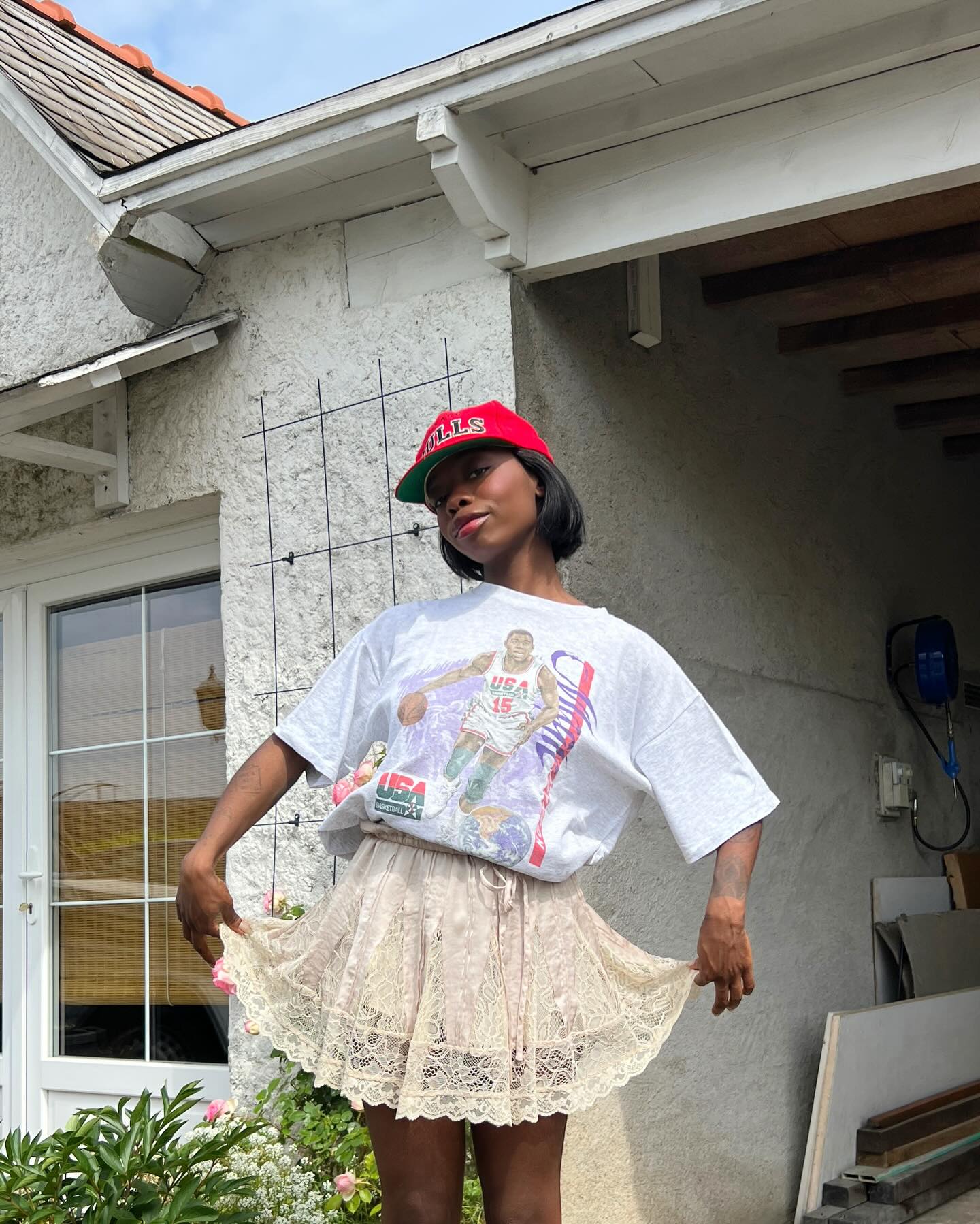 An image of a woman wearing best off white skirt for summer