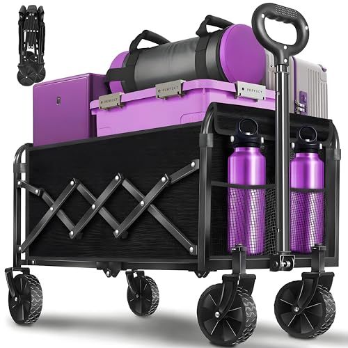 Foldable 280lbs Large Capacity Wagon Cart with drink holders