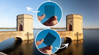 The NiSi filter system for iPhone polarizing filter and two landscape images