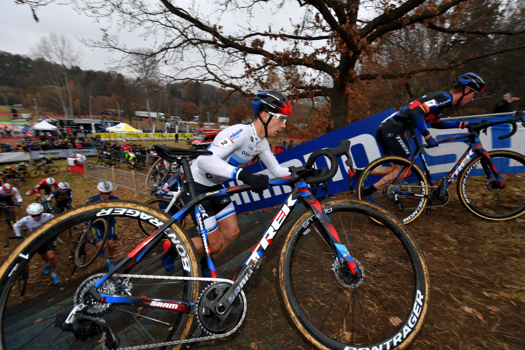TABOR CZECH REPUBLIC NOVEMBER 14 Lars Van Der Haar of Netherlands and Team Baloise Trek Lions competes during the 25th Tabor UCI CycloCross Worldcup 2021 Mens Elite CXWorldCup on November 14 2021 in Tabor Czech Republic Photo by Luc ClaessenGetty Images