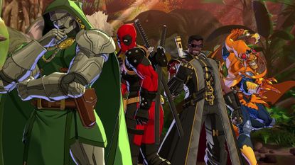 Green Goblin, Blade, Doctor Doom, and Deadpool pose in Marvel Tokon
