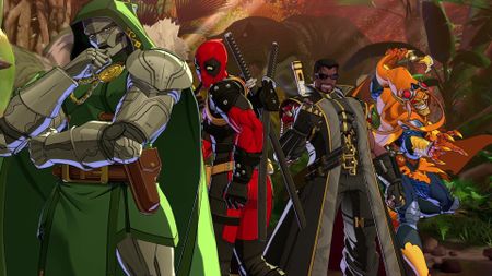 Green Goblin, Blade, Doctor Doom, and Deadpool pose in Marvel Tokon
