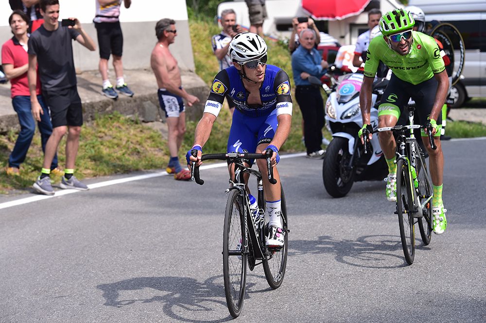 Moreno Moser (Cannondale) and Gianluca Brambilla (Etixx-Quickstep)
