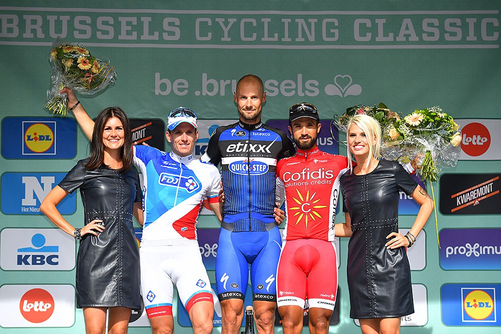 Tom Boonen (Etixx-QuickStep) tops the podium at the Brussels Cycling Classic