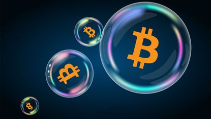 Bitcoin symbol in soap bubble