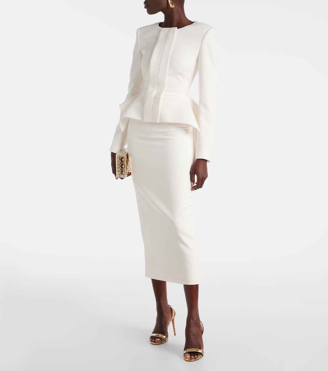 Cr&amp;ecirc;pe Jacket in White - Roland Mouret
