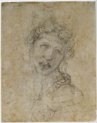 The reverse side of Michelangelo's drawing, revealed in 1988.
