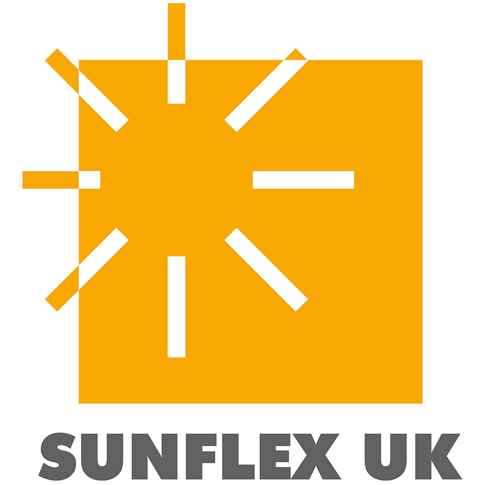 SUNFLEX UK logo with a white background, orange logo and black text