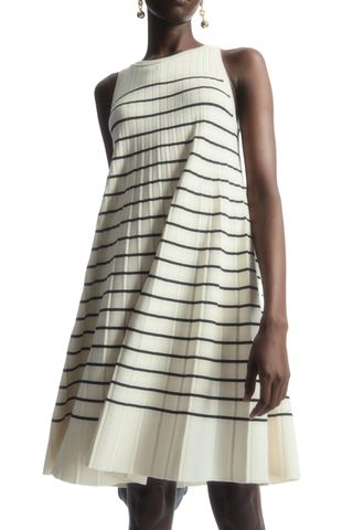 COS Stripe Pleated Knit A-Line Dress