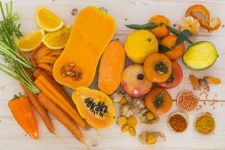 Orange veggies, fruits, vitamin a