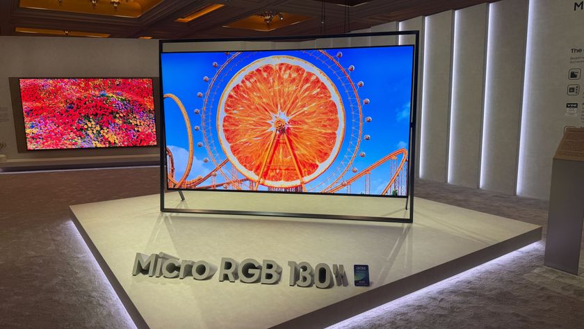 Samsung 130 inch Micro RGB TV being displayed on a show floor