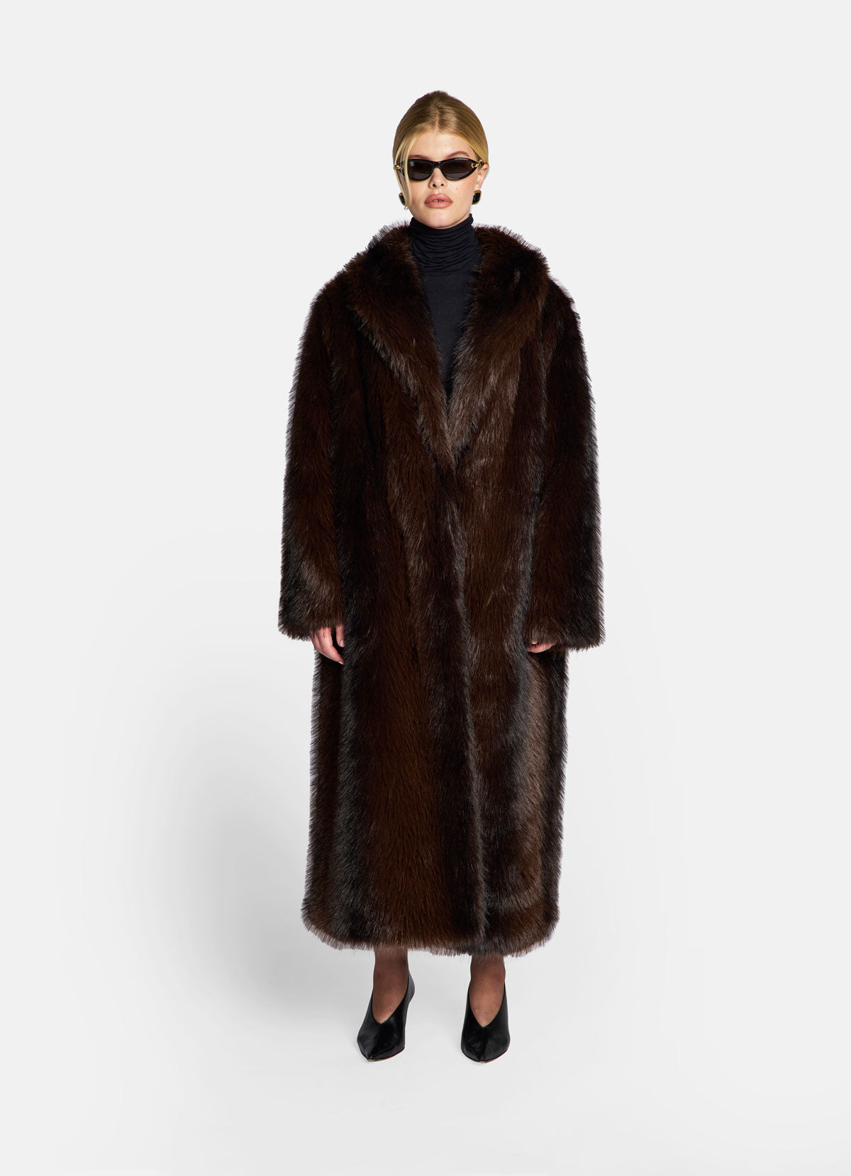 Brown Faux Fur Maxi Coat - Xs Uk
