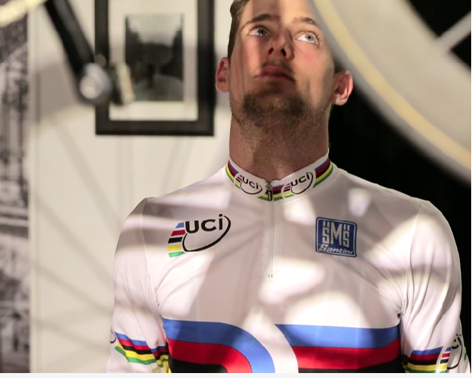 Luke Davison in his rainbow jersey
