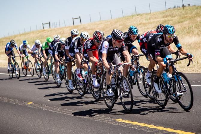 Bradley Wiggins (Sky) takes over the work on the front of the break