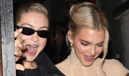 Kendall Jenner and Gigi Hadid in Paris wearing a nude manicure and pedicure