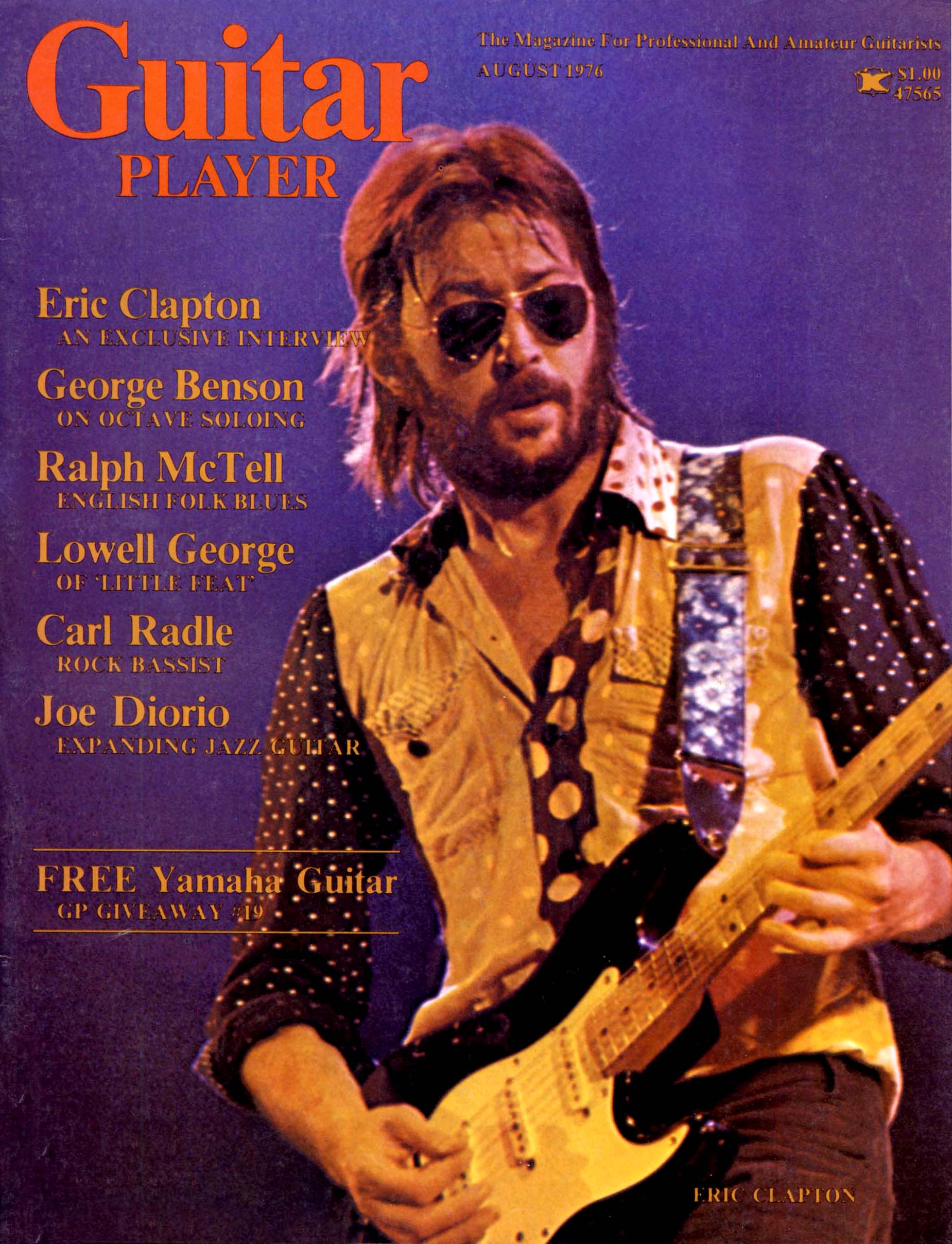 The cover of Guitar Player's August 1976 issue featuring Eric Clapton