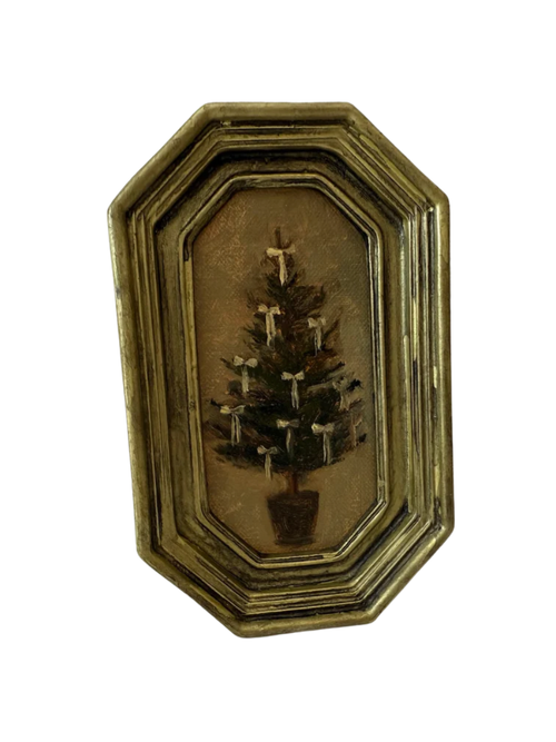 Framed Original Christmas Tree Oil Painting