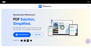 Website screenshot of Wondershare PDFelement